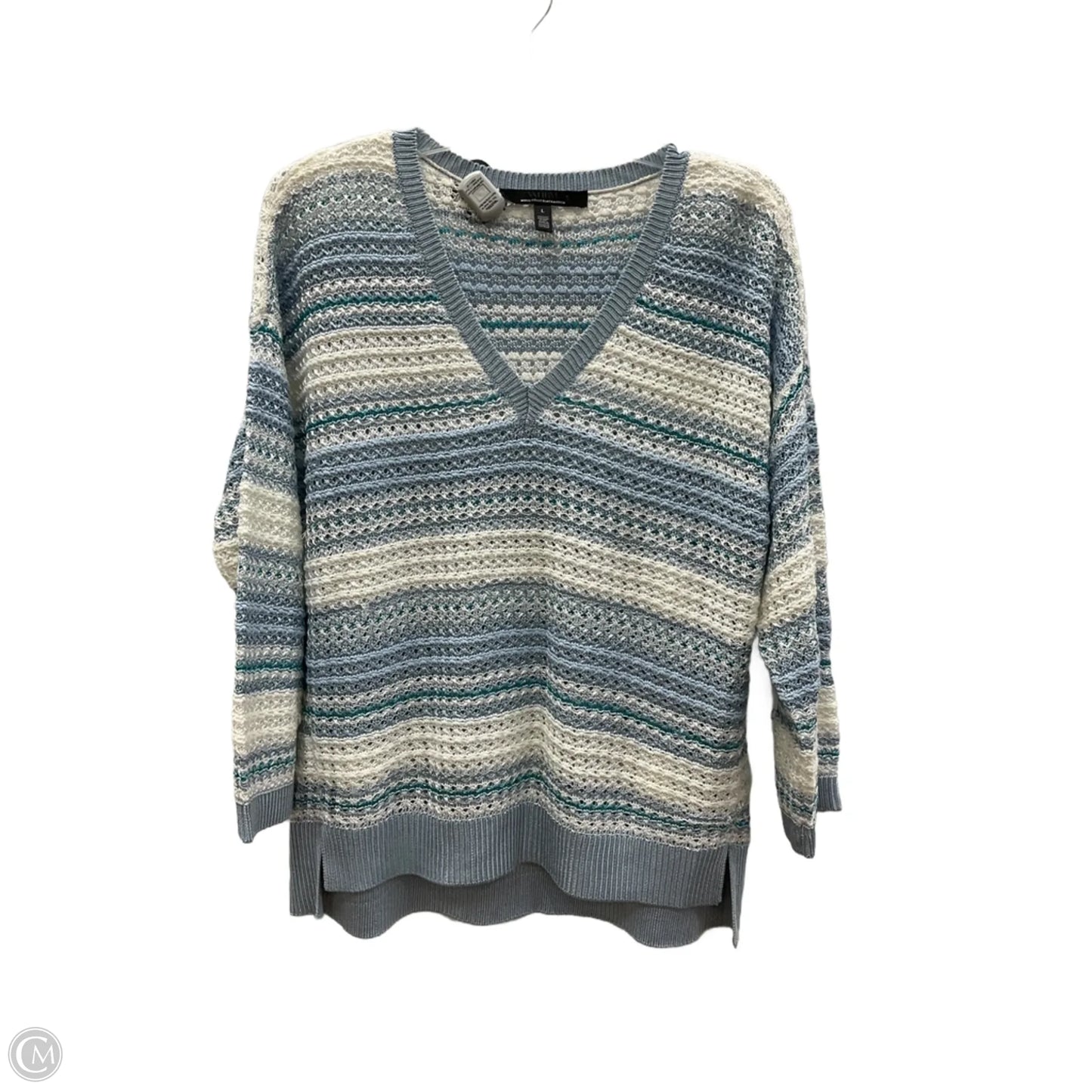 Top Long Sleeve By White House Black Market In Blue & White, Size: L
