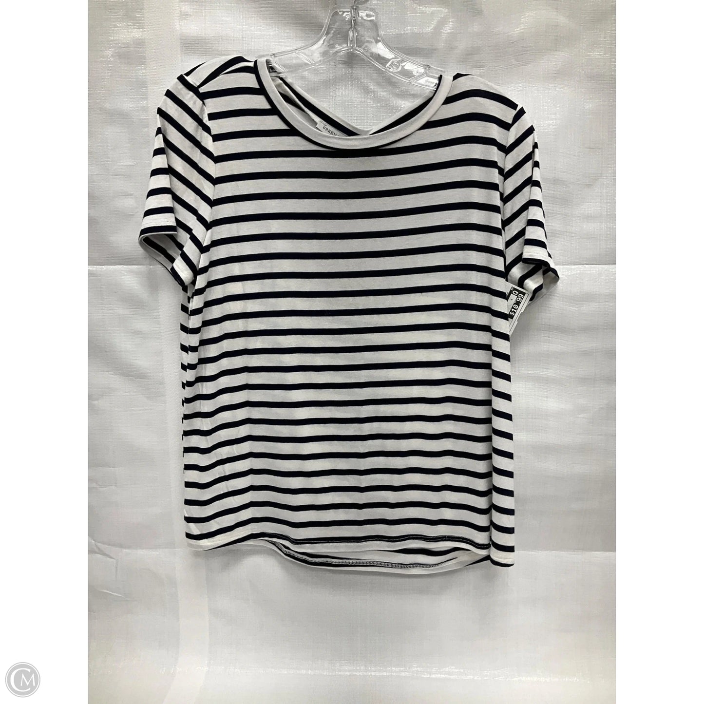 Top Short Sleeve By Green Envelope In Blue & White, Size: L