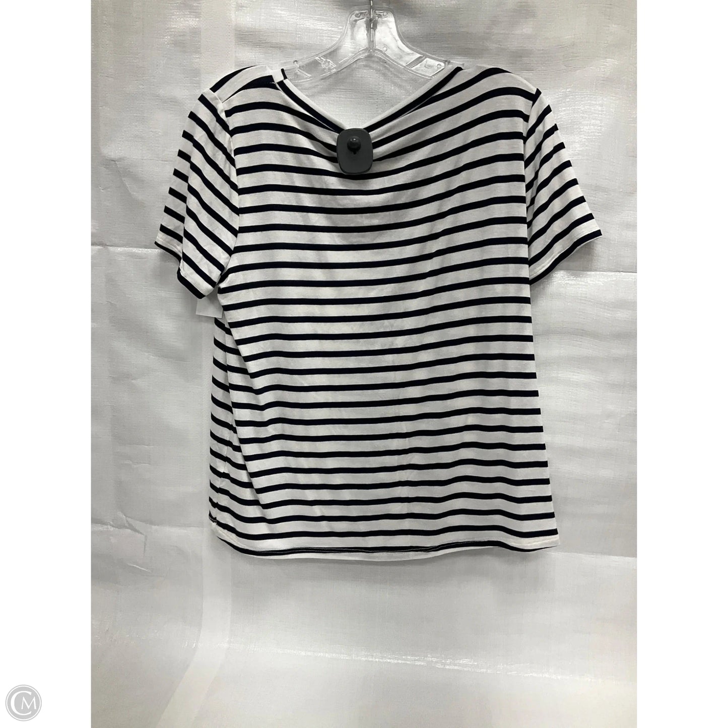 Top Short Sleeve By Green Envelope In Blue & White, Size: L