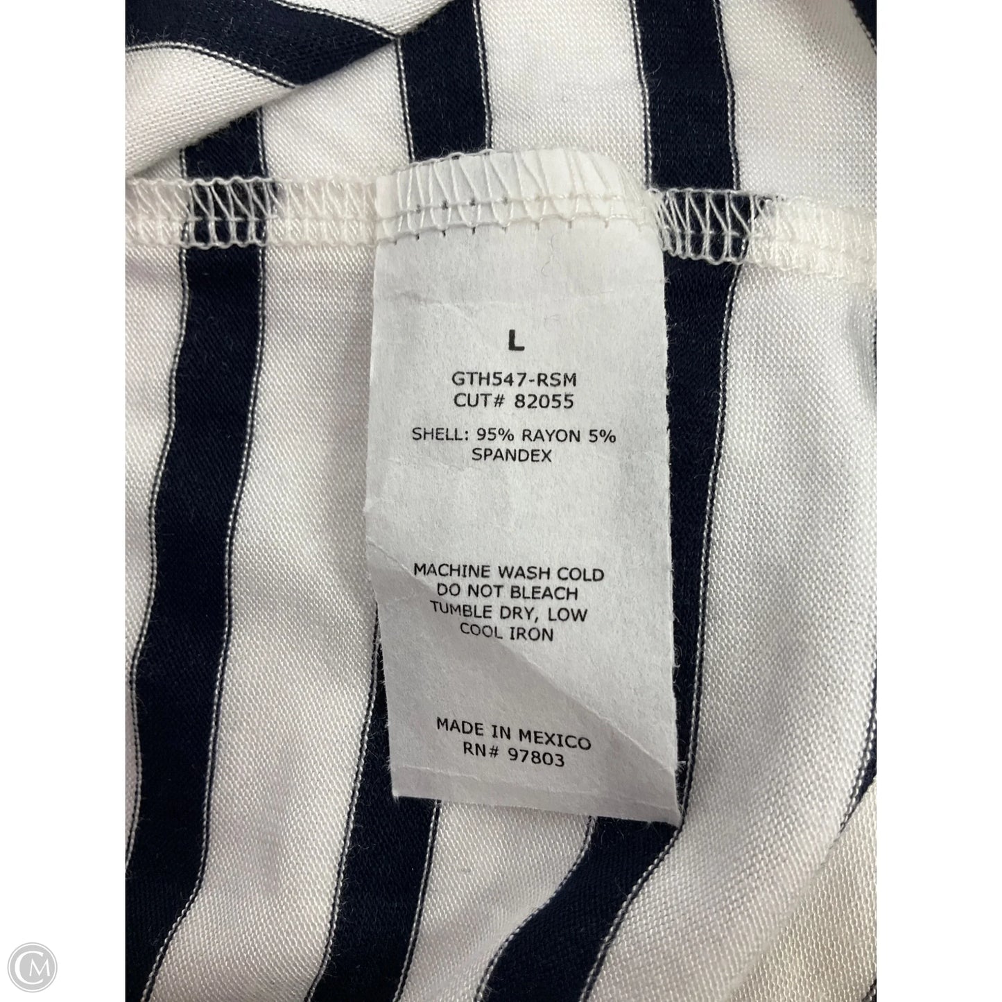 Top Short Sleeve By Green Envelope In Blue & White, Size: L