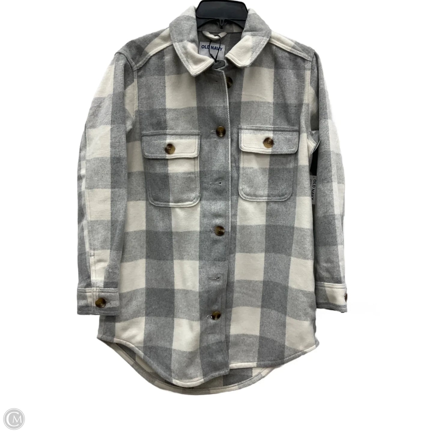Jacket Shirt By Old Navy In Grey & White, Size: Xs