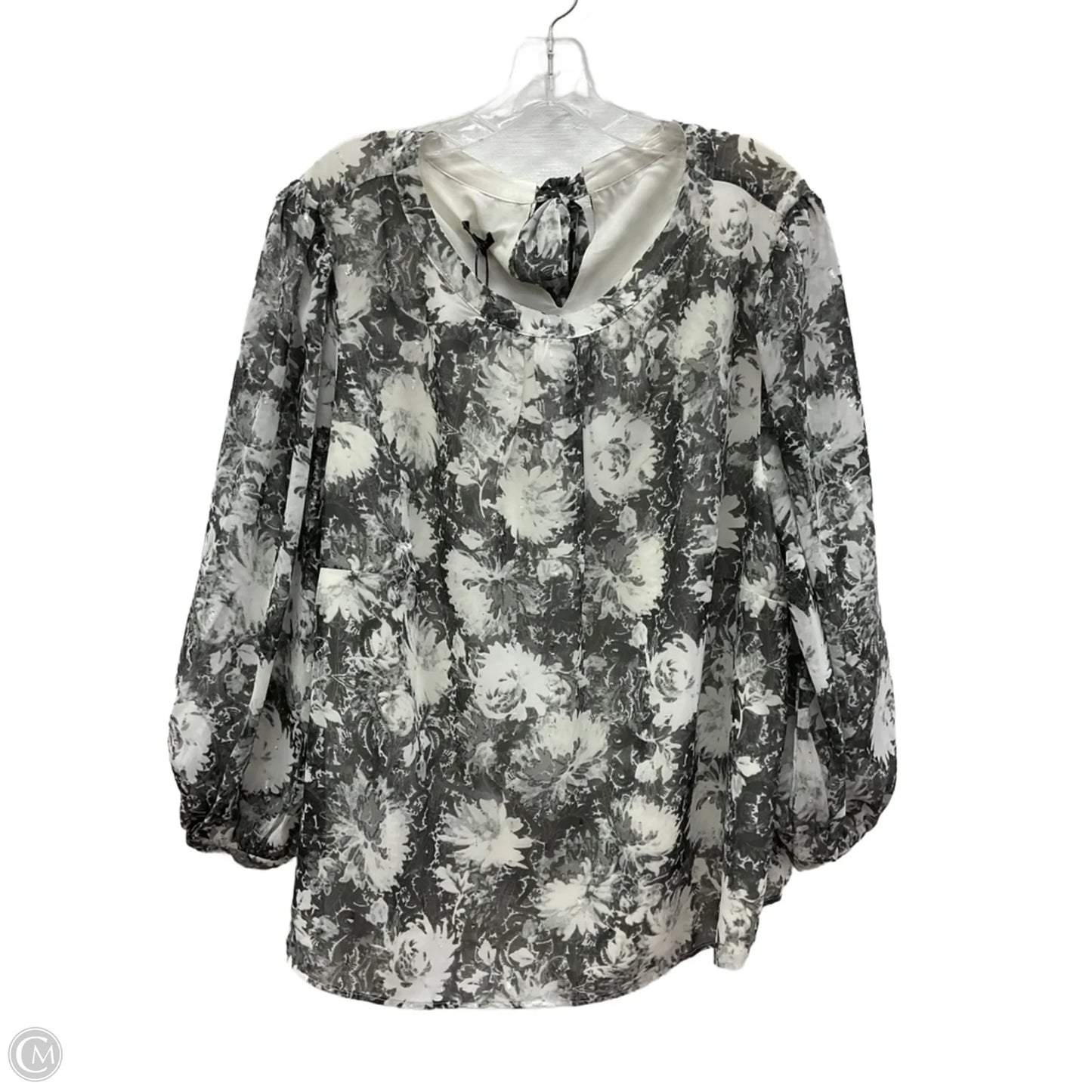 Top Long Sleeve By Talbots In Grey & White, Size: 3x