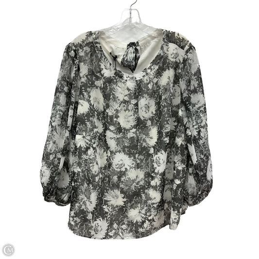 Top Long Sleeve By Talbots In Grey & White, Size: 3x