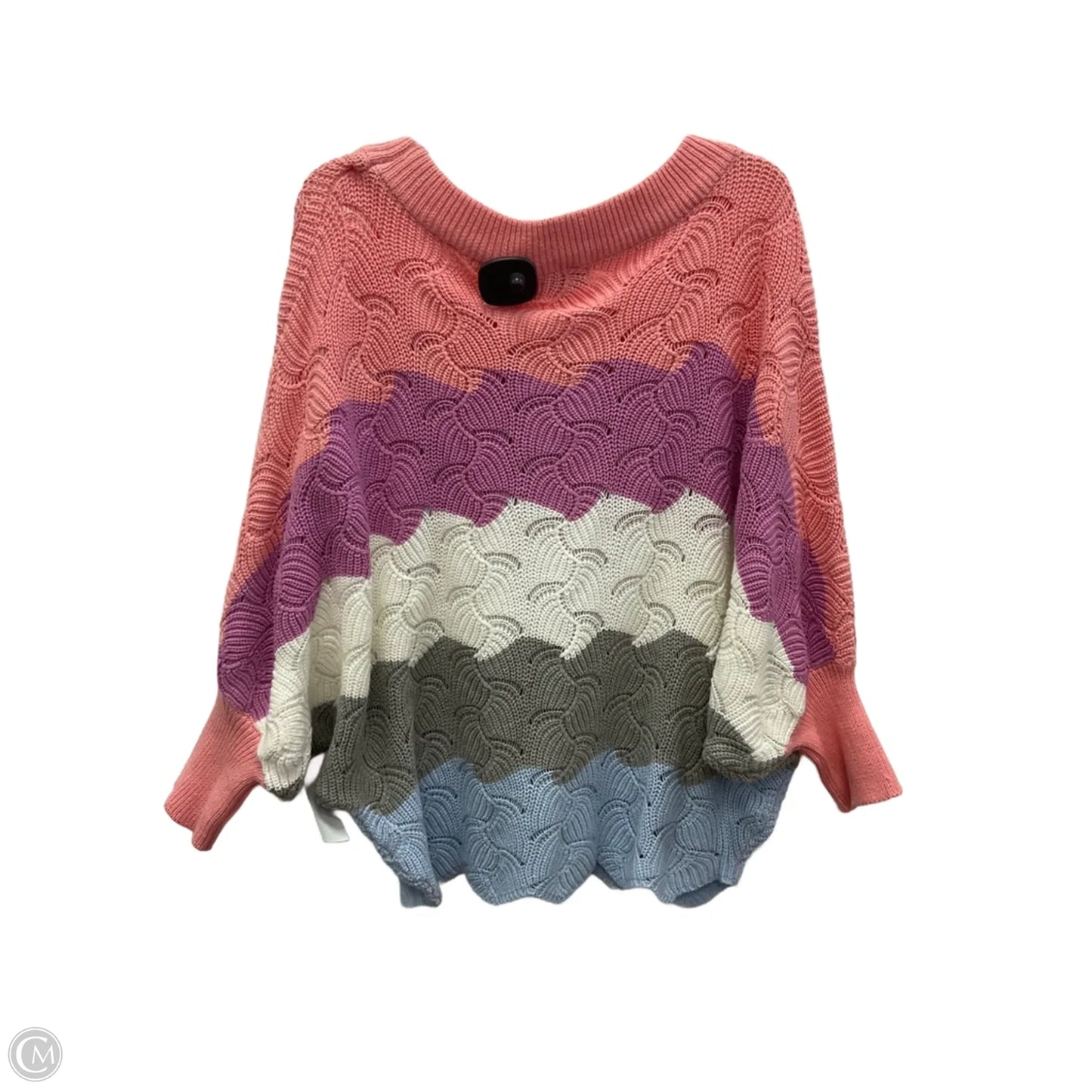 Sweater Short Sleeve By Andree By Unit In Grey & Pink, Size: S
