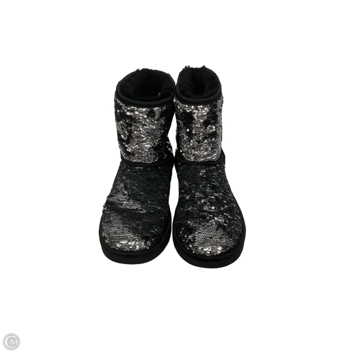 Boots Designer By Ugg In Black & Silver, Size: 5