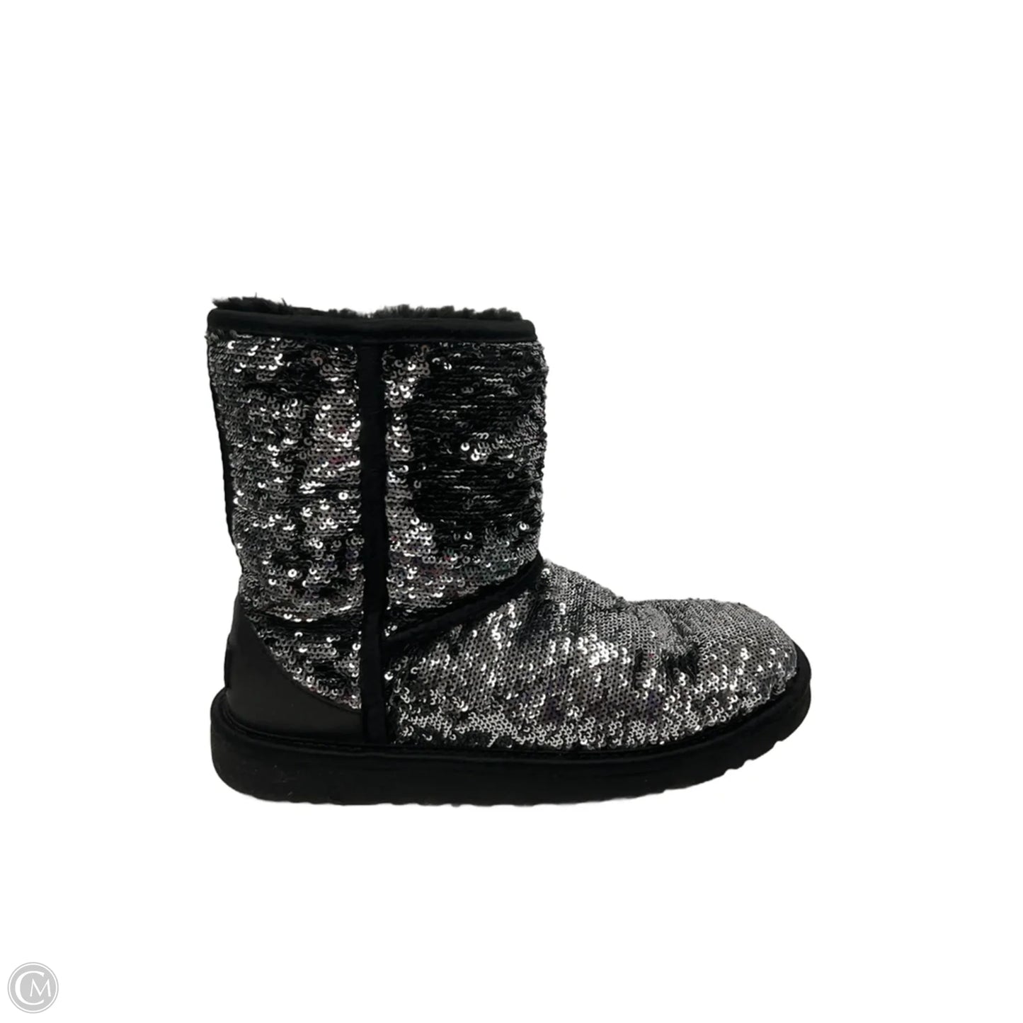 Boots Designer By Ugg In Black & Silver, Size: 5