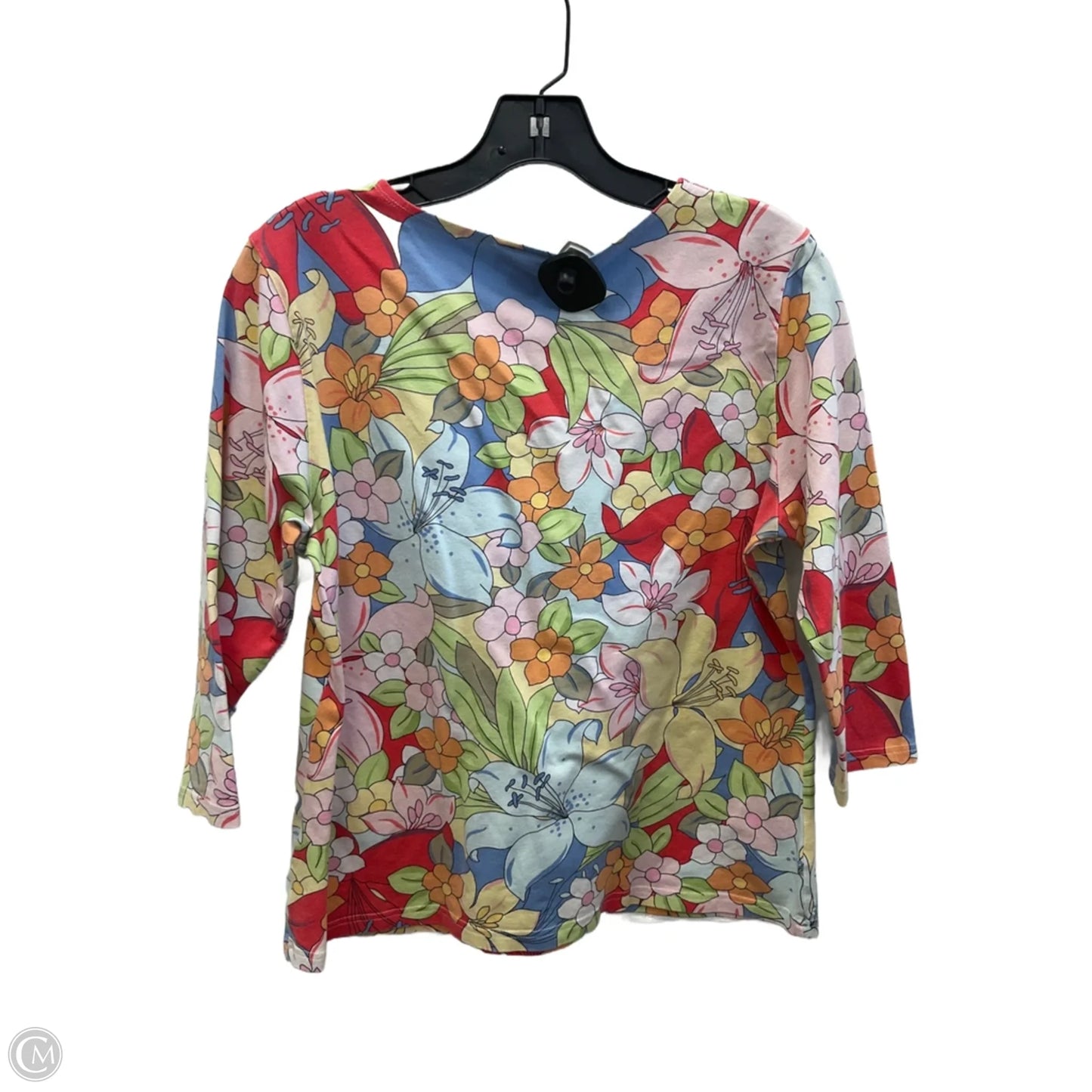 Top 3/4 Sleeve Basic By Talbots In Floral Print, Size: L