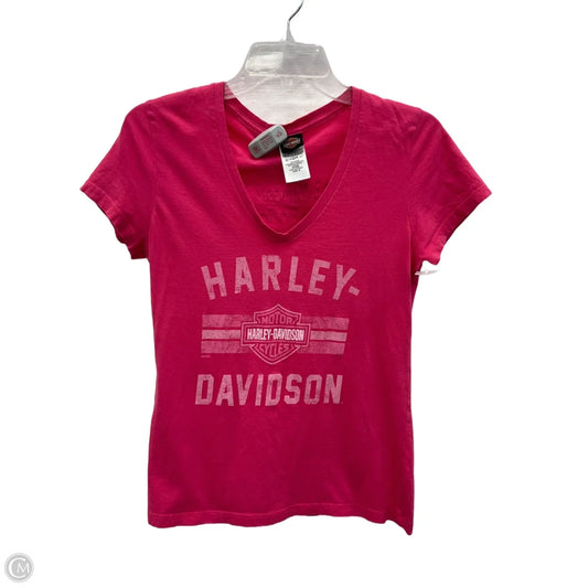 Top Short Sleeve By Harley Davidson In Pink, Size: M