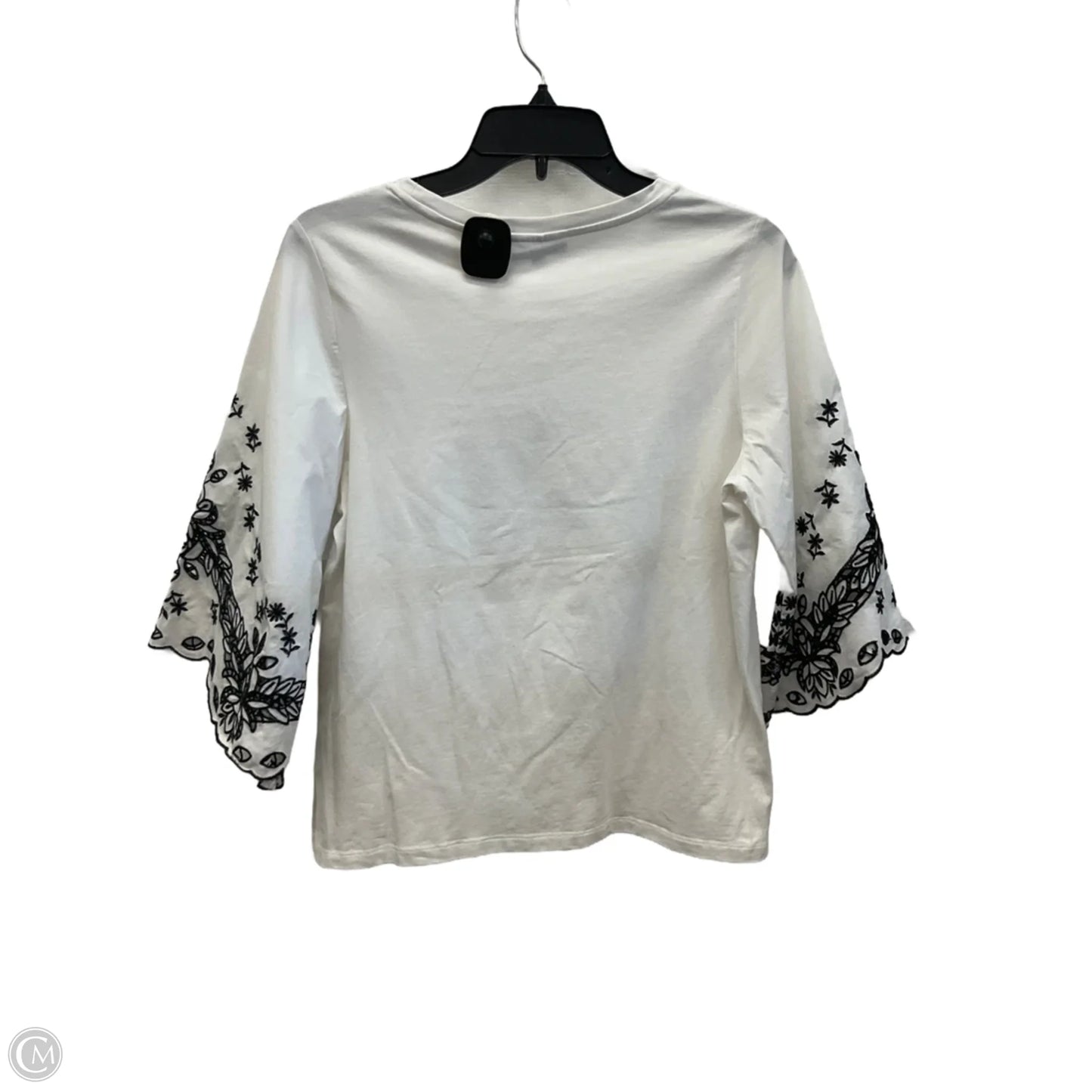 Top Short Sleeve By Chicos In Black & White, Size: M