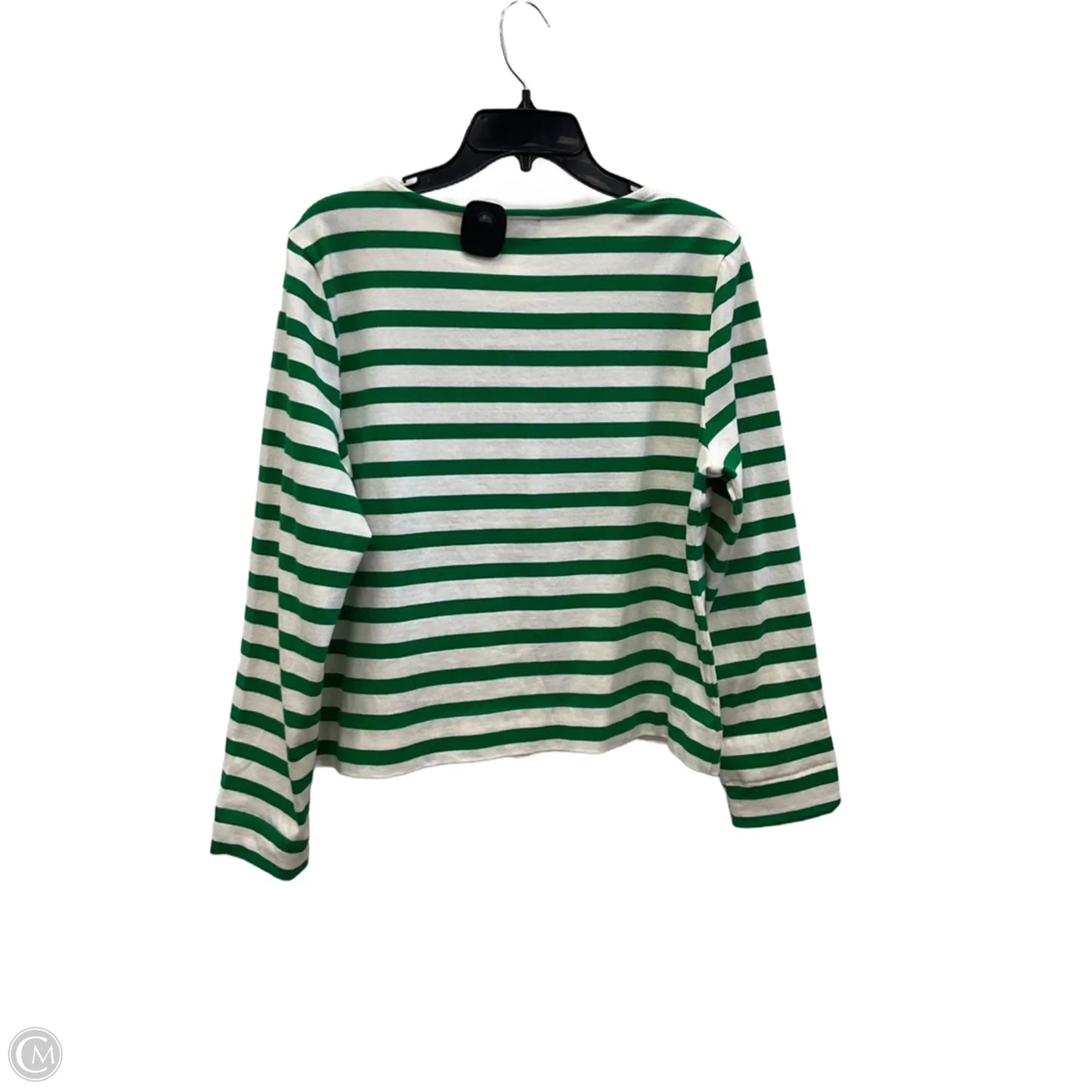 Top Long Sleeve By Talbots In Green & White, Size: M