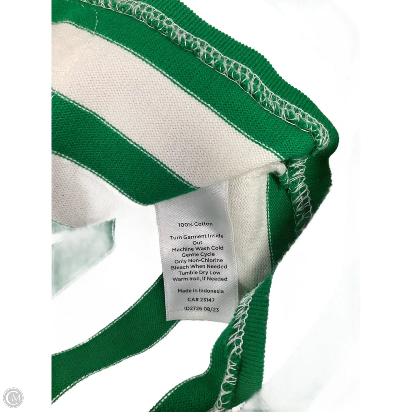 Top Long Sleeve By Talbots In Green & White, Size: M