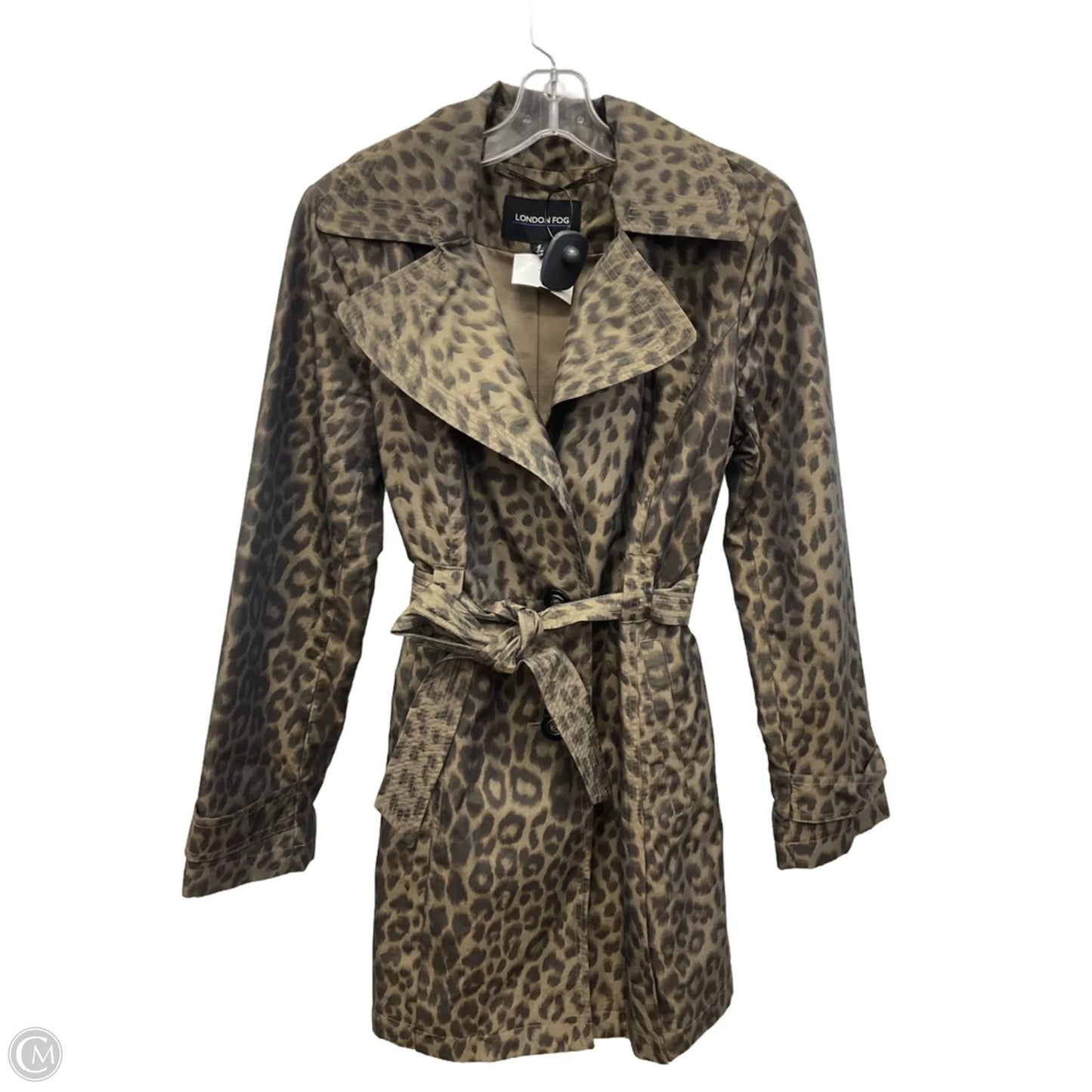 Coat Raincoat By London Fog In Brown & Green, Size: S