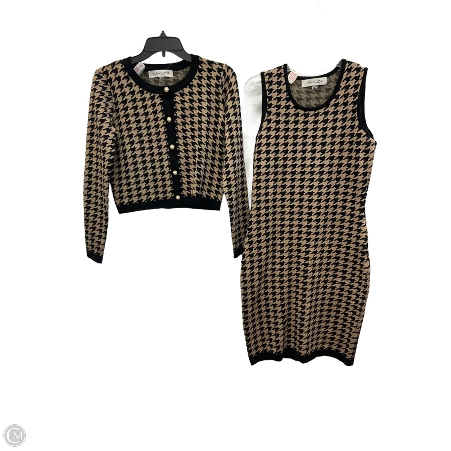 Dress Set 2pc By Taylor In Black & Brown, Size: S