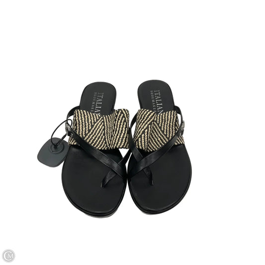 Sandals Heels Wedge By Italian Shoemakers In Black & Tan, Size: 8.5