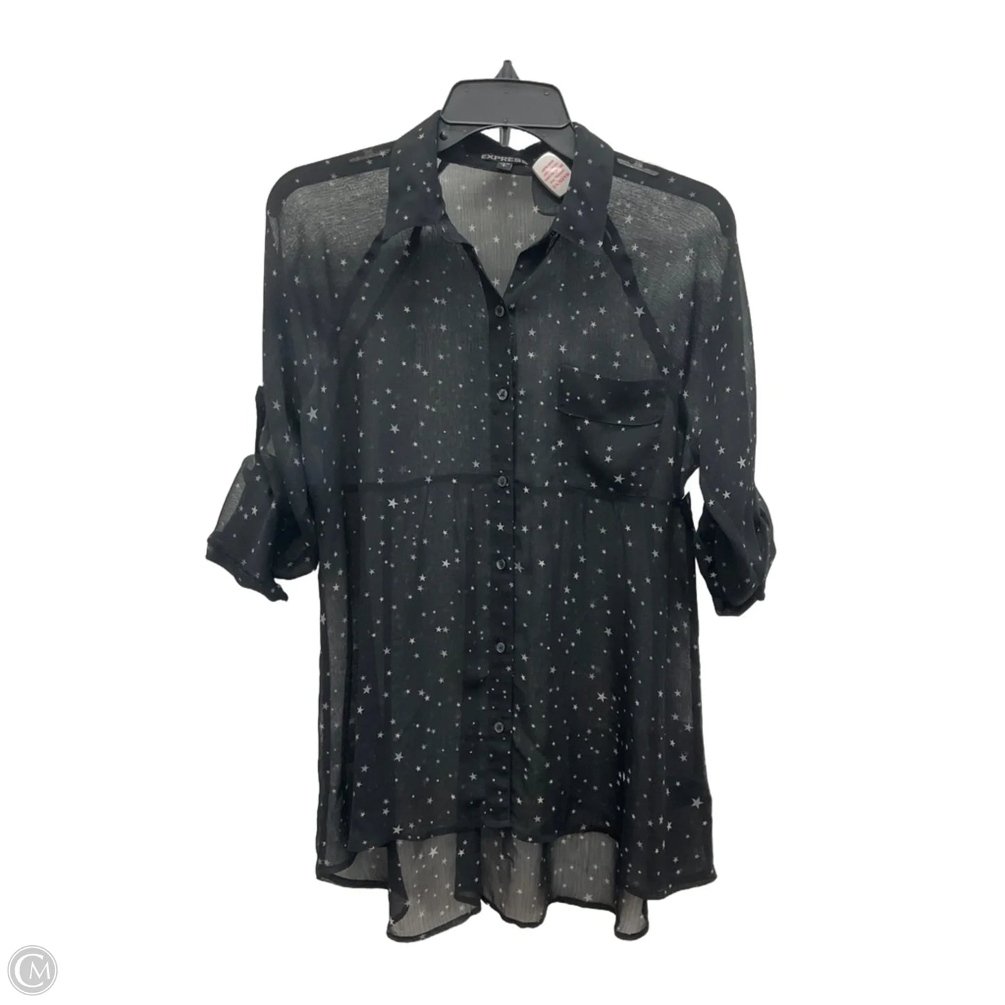 Blouse Long Sleeve By Express In Black, Size: Sp