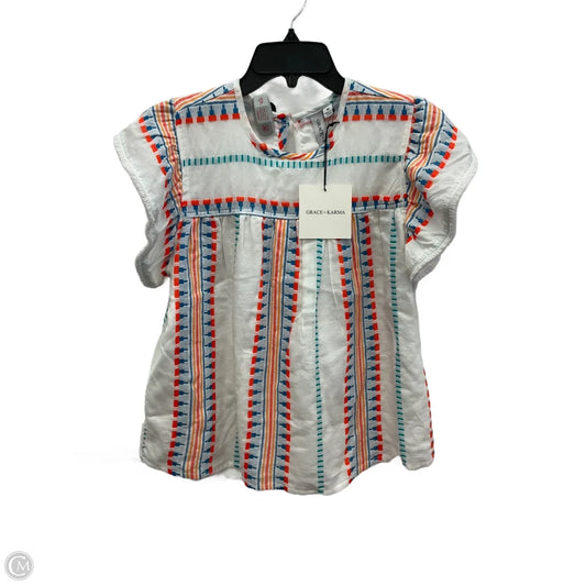 Top Sleeveless By Grace + Karma In Blue & White, Size: M