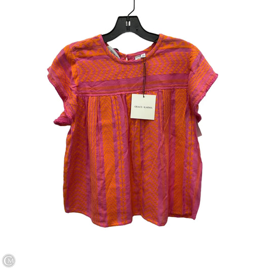Top Sleeveless By Grace + Karma In Orange & Pink, Size: M