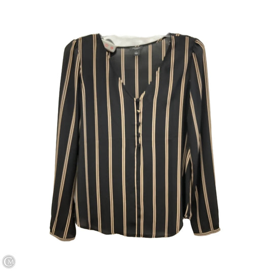 Top Long Sleeve By Ann Taylor In Black & Tan, Size: S