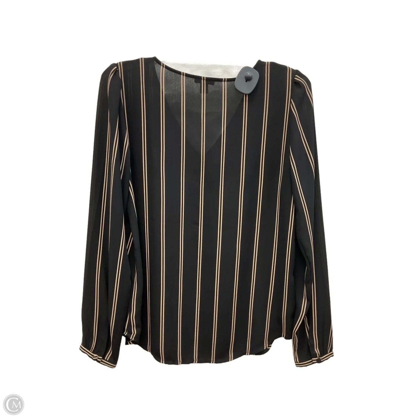 Top Long Sleeve By Ann Taylor In Black & Tan, Size: S