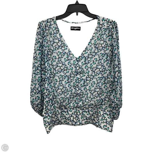 Top Long Sleeve Designer By Karl Lagerfeld In Floral Print, Size: L
