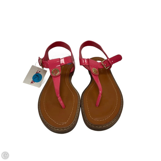 Sandals Flats By Tommy Hilfiger In Brown & Pink, Size: 7.5