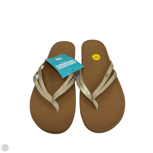Sandals Flip Flops By Reef In Brown & Gold, Size: 8