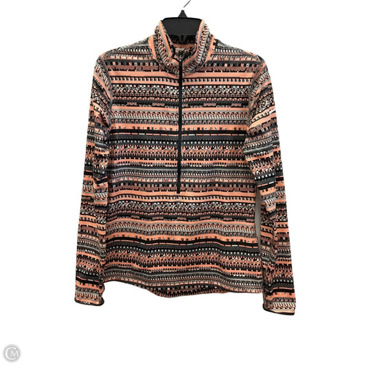 Athletic Top Long Sleeve Collar By Nike Apparel In Grey & Orange, Size: L