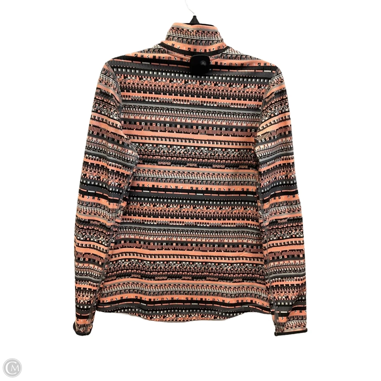 Athletic Top Long Sleeve Collar By Nike Apparel In Grey & Orange, Size: L