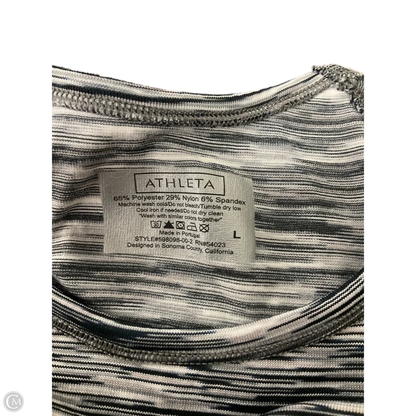 Athletic Top Short Sleeve By Athleta In Grey & White, Size: L