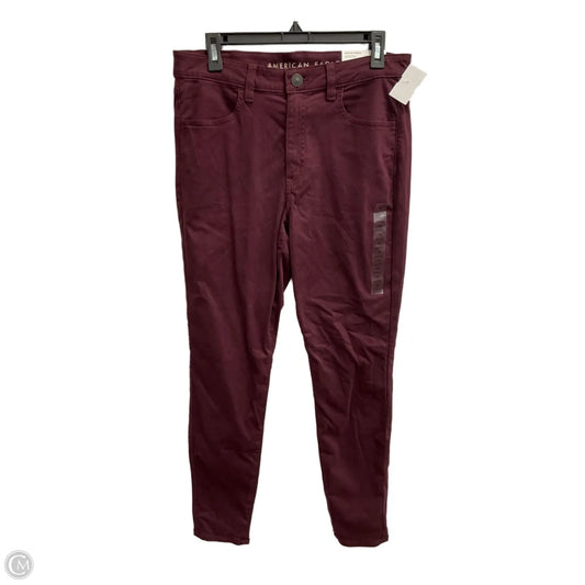 Jeans Skinny By American Eagle In Maroon, Size: 12