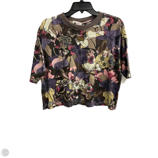 Athletic Top Short Sleeve By Nike In Floral Print, Size: Xl