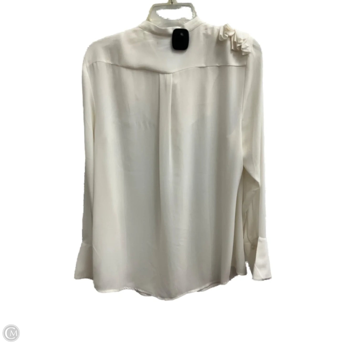 Blouse Long Sleeve By Banana Republic In White, Size: L