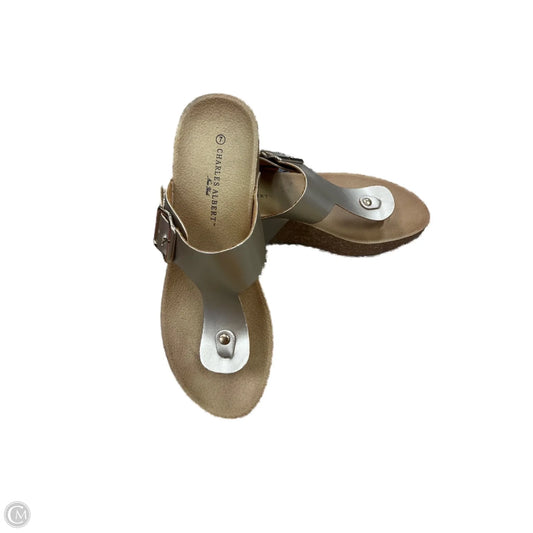 Sandals Heels Wedge By Clothes Mentor In Gold, Size: 7