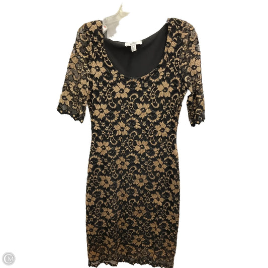 Dress Party Midi By Badgley Mischka In Black & Gold, Size: 10