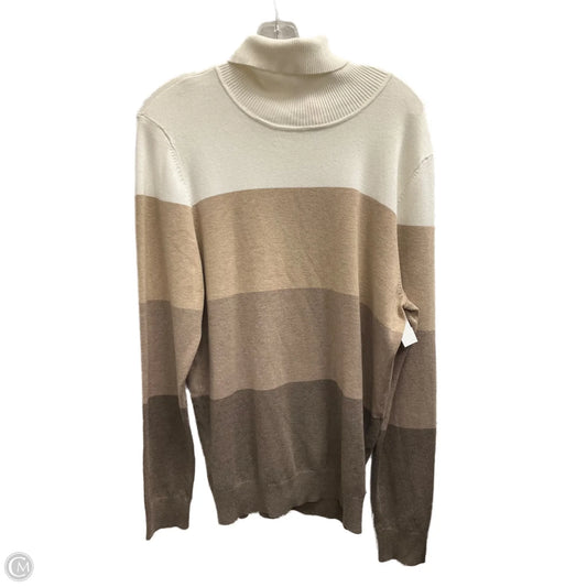 Top Long Sleeve By Calvin Klein In Brown & White, Size: Xl