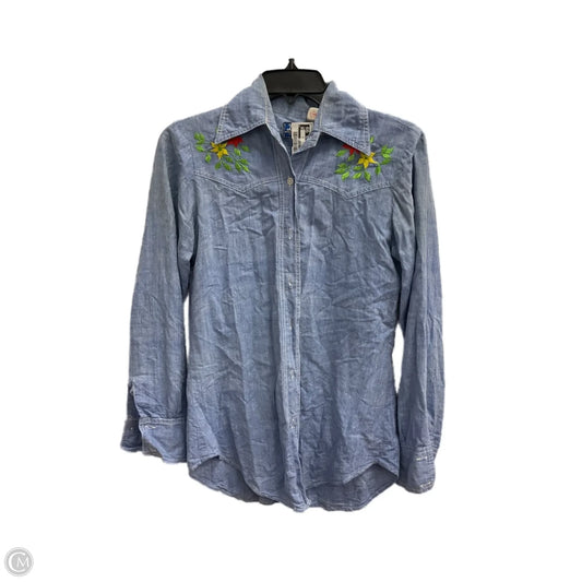 Blouse Long Sleeve By Clothes Mentor In Blue, Size: S