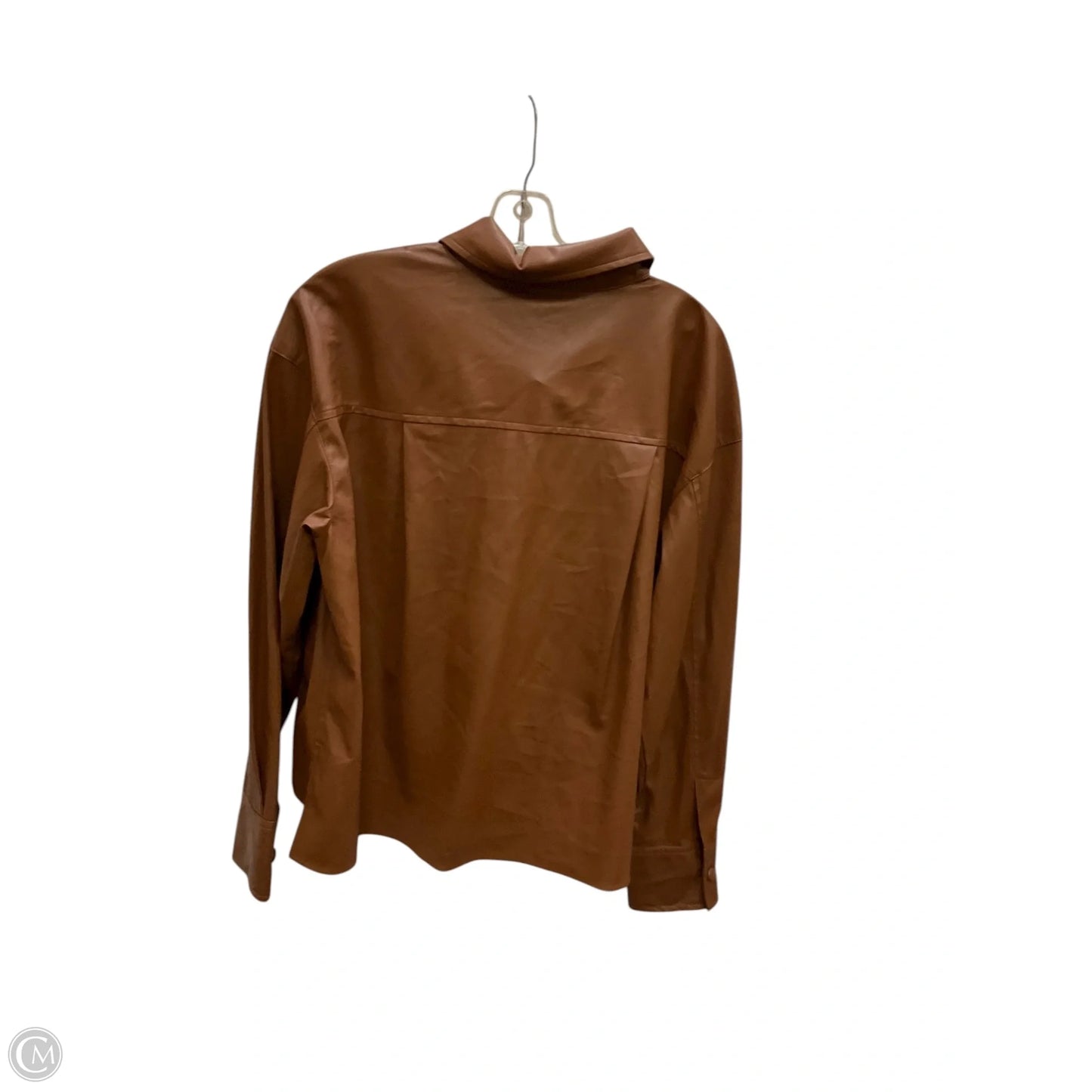 Jacket Shirt By Worthington In Brown, Size: L