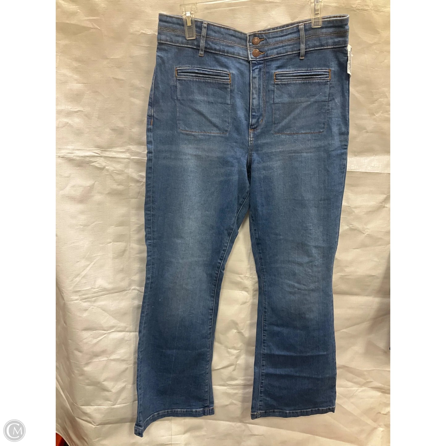 Jeans Flared By Loft In Blue Denim, Size: 12