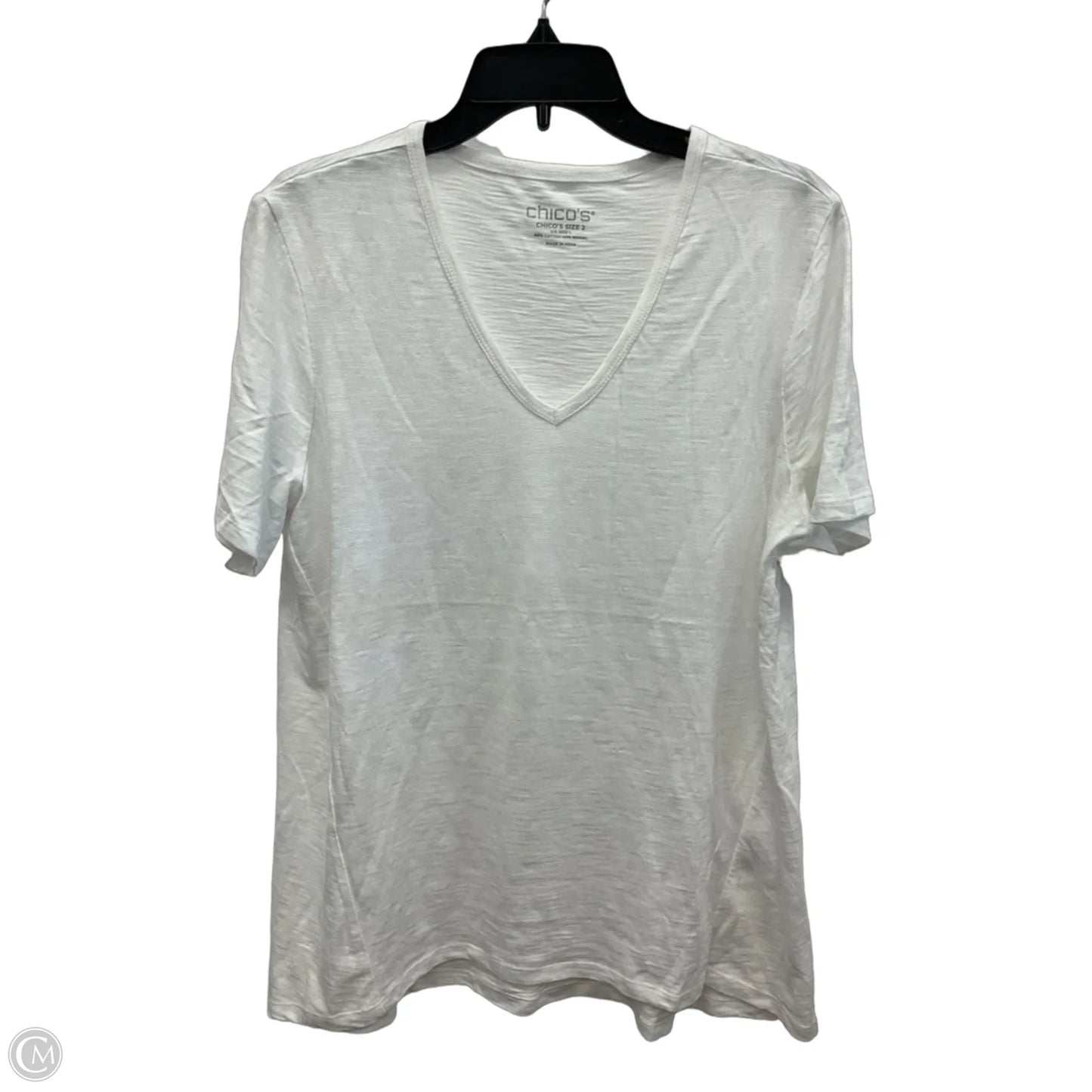 Top Short Sleeve Basic By Chicos In White, Size: L