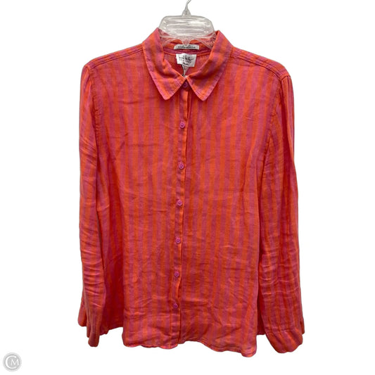 Blouse Long Sleeve By Nicole Miller In Striped Pattern, Size: M