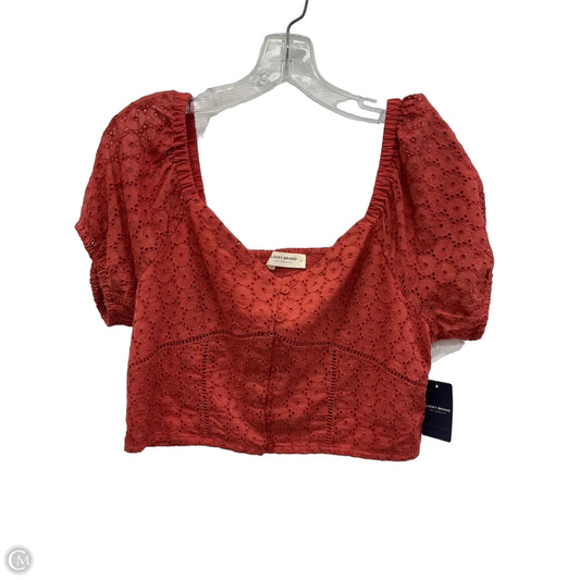 Top Short Sleeve By Lucky Brand In Orange, Size: L