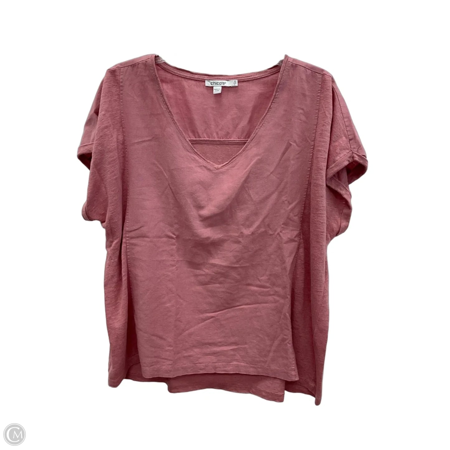 Top Short Sleeve By Chicos In Pink, Size: L