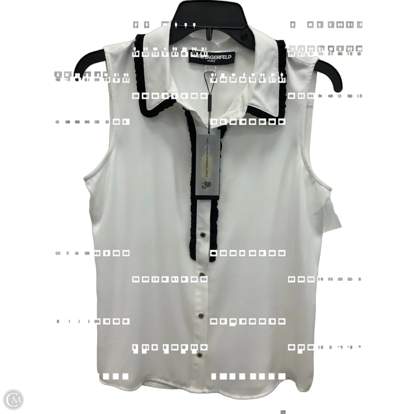 Top Sleeveless Designer By Karl Lagerfeld In White, Size: S