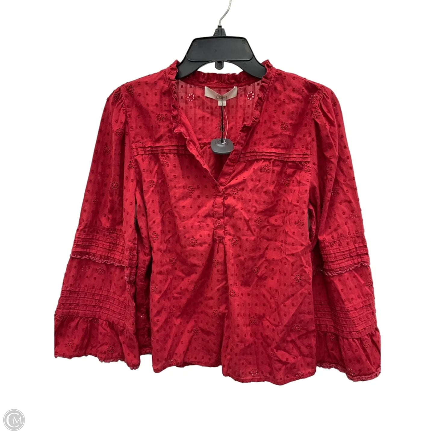Top Long Sleeve By Loft In Red, Size: S