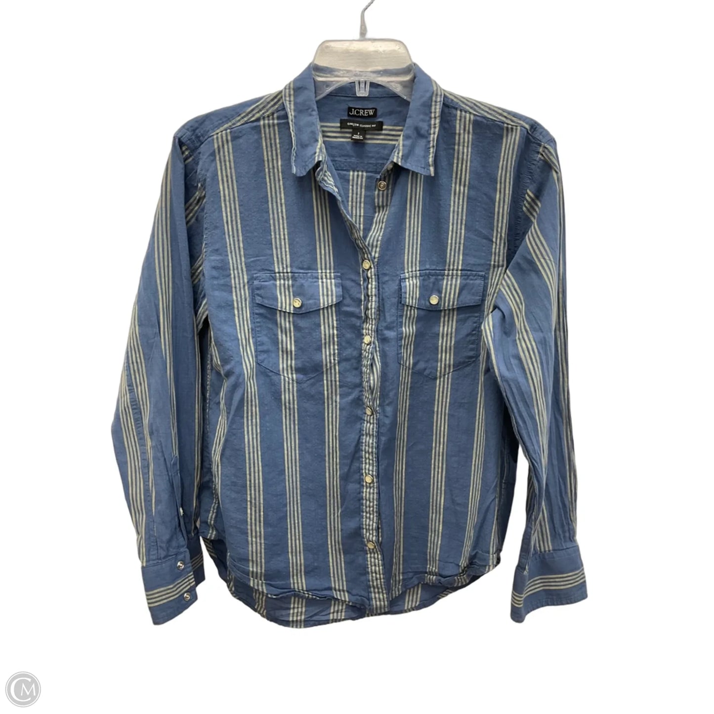Blouse Long Sleeve By J. Crew In Striped Pattern, Size: Xs