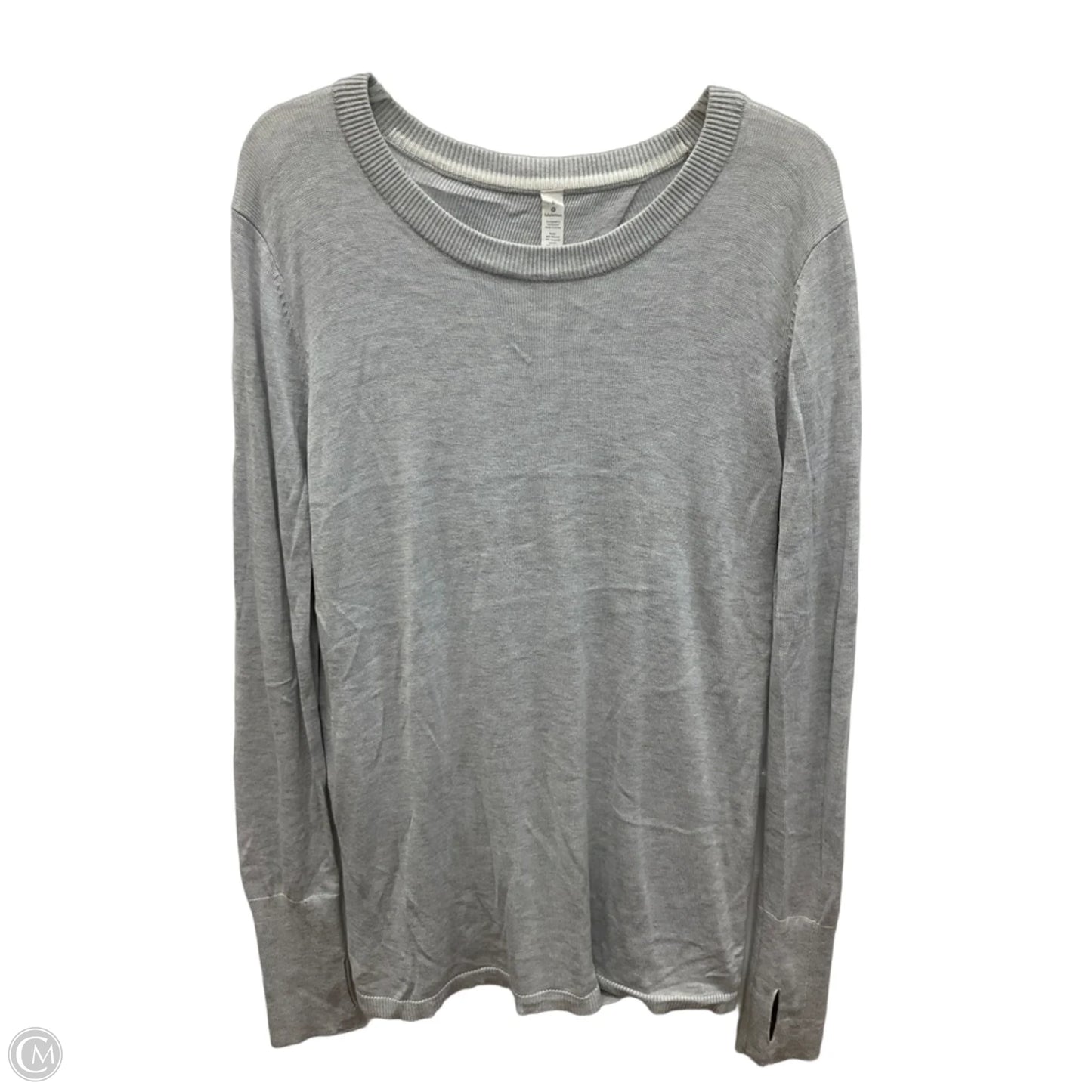 Athletic Top Long Sleeve Collar By Lululemon In Grey, Size: M