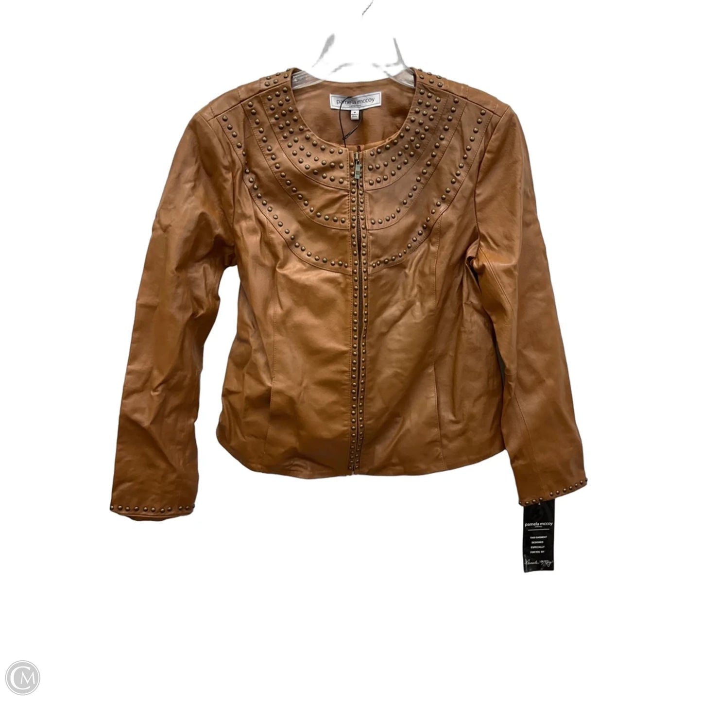 Jacket Moto Leather By Pamela Mccoy In Brown, Size: M