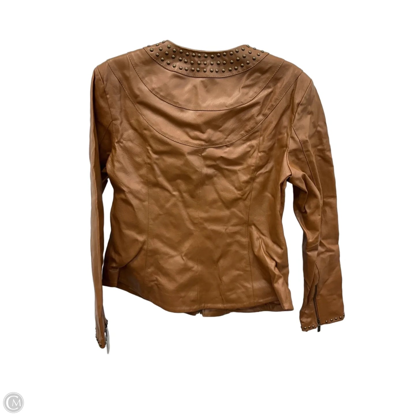 Jacket Moto Leather By Pamela Mccoy In Brown, Size: M