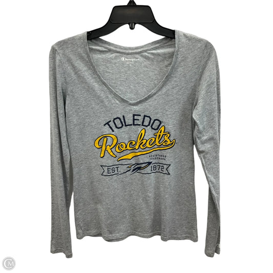 Top Long Sleeve By Champion In Grey, Size: S