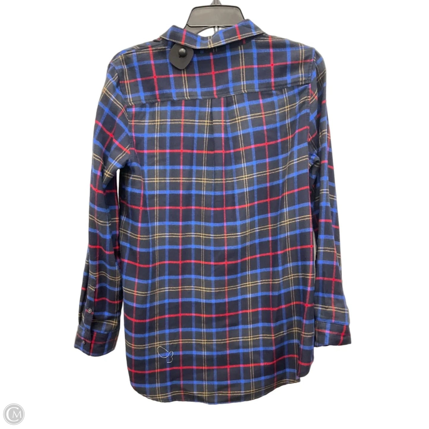 Blouse Long Sleeve By Banana Republic In Plaid Pattern, Size: M
